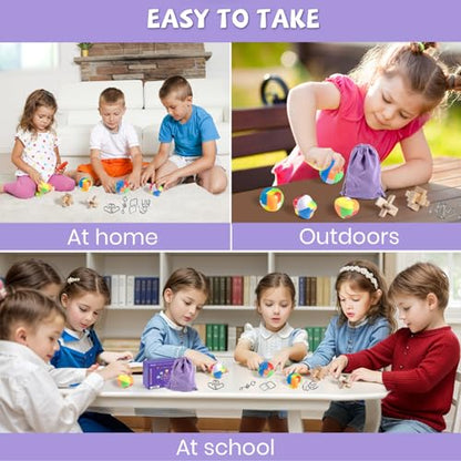 Brain Teaser Puzzles for Adults and Kids, 10Pcs Puzzle Games Set, 3D Wooden Plastic Metal Puzzle, Unlock Interlock Mind Brain Games, IQ Test Educational Toy - style: Basis-10PCS