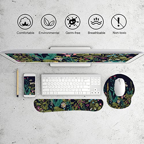 Lateefah Mouse Pad with Wrist Rest, 3-in-1 Gaming Mouse Pad, Keyboard Wrist Rest, Ergonomic Memory Foam Mousepad with Wrist Support for Computer Keyboard - color: Weeds