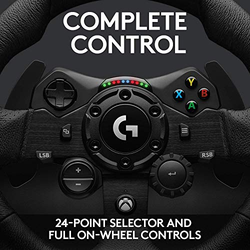 Logitech G923 Racing Wheel and Pedals for Xbox X|S, Xbox One and PC featuring TRUEFORCE up to 1000 Hz Force Feedback, Responsive Pedal, Dual Clutch Launch Control With Cleaning Kit