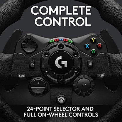 Logitech G923 Racing Wheel and Pedals for Xbox X|S, Xbox One and PC featuring TRUEFORCE up to 1000 Hz Force Feedback, Responsive Pedal, Dual Clutch Launch Control With Cleaning Kit