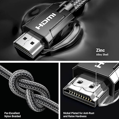 UGREEN 8K HDMI 2.1 Cable Certified 48Gbps 240Hz Ultra High Speed Cord 10FT | 10K 8K@60Hz, 4K 240Hz, Braided, HDCP 2.2&2.3 eARC HDR Dolby, Compatible With PS5, Xbox X, Switch 2, Roku, Mac mini M4 Pro - size: 10FT
