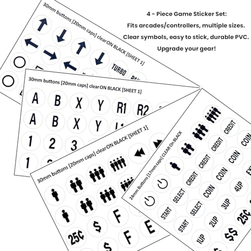 White Arcade Game Button Stickers (24mm/30mm Die-Cut Labels), Compatible with Standard Arcade Game - color: Game Button Labels Stickers White* 4 Pcs