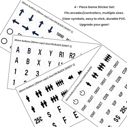 White Arcade Game Button Stickers (24mm/30mm Die-Cut Labels), Compatible with Standard Arcade Game - color: Game Button Labels Stickers White* 4 Pcs