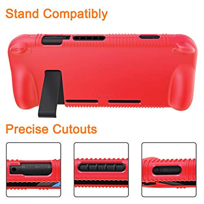 FINTIE Silicone Case Compatible with Nintendo Switch - Soft [Anti-Slip] [Shock Proof] Protective Cover with Ergonomic Grip Design, Drop Protection Grip Case (Red) - color: Red