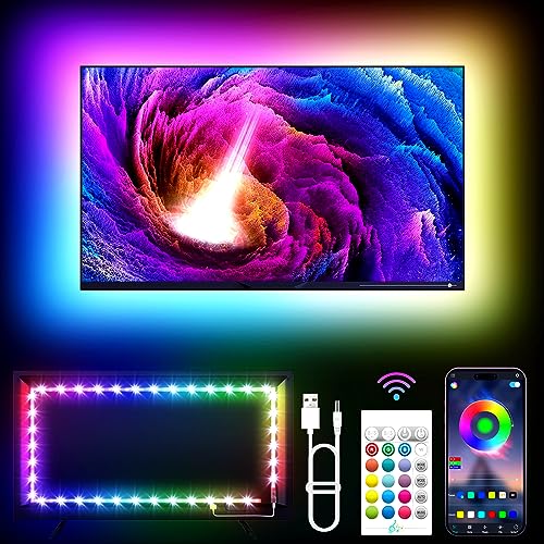 KANTUTOE TV LED Lights, 11.5ft LED Lights for 32-55 Inch TV, RGB TV Backlight Behind with Remote, Music Sync Bluetooth APP Control Strip Lights USB Powered for Bedroom, PC, Gaming Monitor - size: 11.5FT for 32"-55" TV