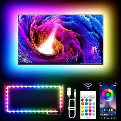 KANTUTOE TV LED Lights, 11.5ft LED Lights for 32-55 Inch TV, RGB TV Backlight Behind with Remote, Music Sync Bluetooth APP Control Strip Lights USB Powered for Bedroom, PC, Gaming Monitor - size: 11.5FT for 32"-55" TV