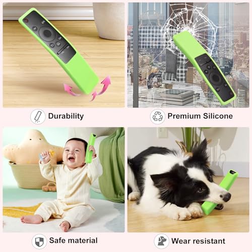 (2 Pack) Cover for Samsung Remote Silicone Protective Case Compatible with Samsung TV Remote Control Cover BN59 Series Glow in The Dark Remote Skin Sleeve - color: Glow blue & Glow green