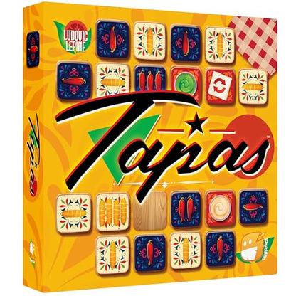 Funforge Tapas - Engaging Tile Laying Board Game for Strategic Family Fun | 2 Players | Ages 8+ | Abstract Strategy Puzzle with Croquetas & Jalapenos Theme - style: Tapas
