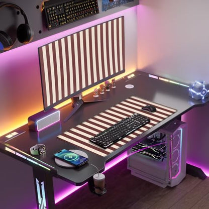 Maroon Beige Striped Desk Mat Cute Pastel XXL Large Gaming Mouse Pad Desk Pad Kawaii Cozy Aesthetic Keyboard Laptop Computer Mat - color: A7- Maroon Beige