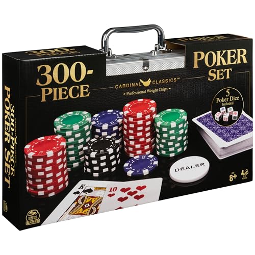 Spin Master Games, Cardinal Classics, 300-Piece Poker Set with Aluminum Carrying Case & Professional Weight Chips & Poker Dice, for Ages 8+ - style: 300-Piece Poker Set