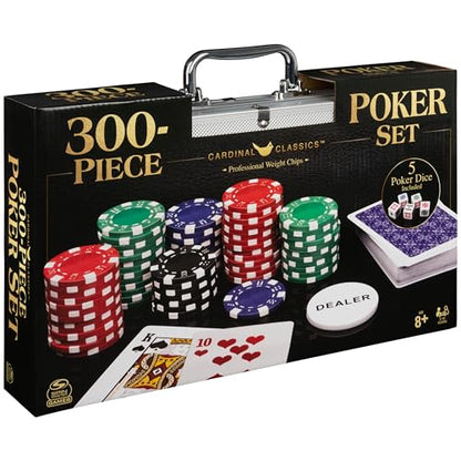 Spin Master Games, Cardinal Classics, 300-Piece Poker Set with Aluminum Carrying Case & Professional Weight Chips & Poker Dice, for Ages 8+ - style: 300-Piece Poker Set