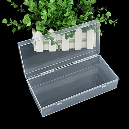 6 Pack Rectangular Clear Plastic Storage Containers | 7.28 x 3.54 x 1.77 inch, Hinged Lid, For Beads and Small Craft Items - size: 7.28 x 3.54 x 1.77 inch