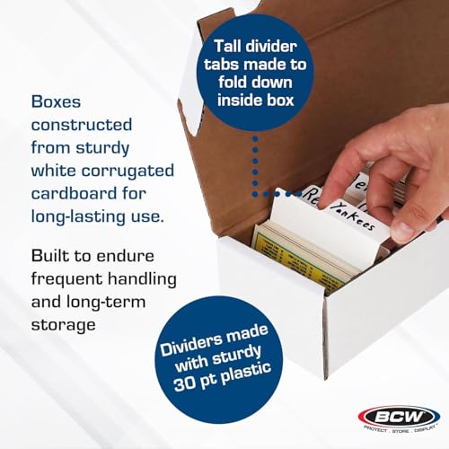 BCW 800ct Trading Card Storage Box & Horizontal Card Dividers – 6 Boxes & 30 Dividers | Sports Card, TCG & CCG Organizer | Trading Card Storage Solution - style: 6 Boxes + 30 Dividers