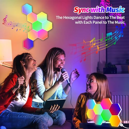 Kangtaixin Hexagon LED Lights 8 Pack - RGB Wall Panels with Music Sync, Smart App & Remote Control, DIY Modular Hex Light for Gaming Room, Bedroom, Living Room, Wall Decor - size: 8 Pack