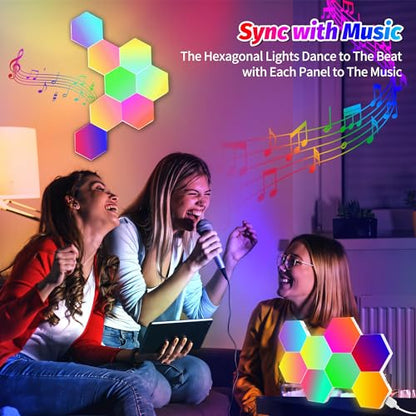 Kangtaixin Hexagon LED Lights 8 Pack - RGB Wall Panels with Music Sync, Smart App & Remote Control, DIY Modular Hex Light for Gaming Room, Bedroom, Living Room, Wall Decor - size: 8 Pack