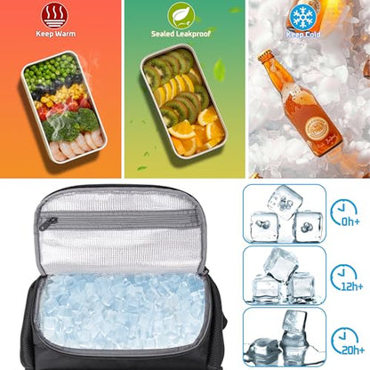 HILOMON Backpack with Insulated Lunch Compartment Cooler Bookbag Combo | 17" Laptop Compartment, USB Charging Port, Chest Strap, Anti-Theft Pocket, 2-in-1 Insulated Cooler Lunchbox Work Backpackbag