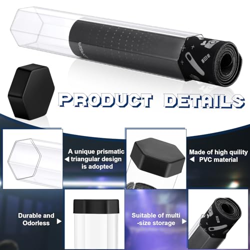 Lineshading 8 Pcs Hexagon Playmat Tube 15 Inch Easy in and Out Case Design, Playmat Holder Tube for Storage with Caps Compatible with MTG, Magic: The Gathering, RPG, Won't Roll Off Surfaces(Clear) - color: Clear