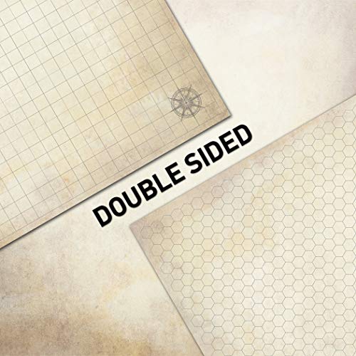 Melee Mats DND Map Starter Set - 23” x 27" Double Sided, Wet & Dry Erase Battle Terrain Grid for Dungeons and Dragons - Tabletop Board Gaming Kit with Accessories