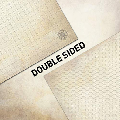 Melee Mats DND Map Starter Set - 23” x 27" Double Sided, Wet & Dry Erase Battle Terrain Grid for Dungeons and Dragons - Tabletop Board Gaming Kit with Accessories