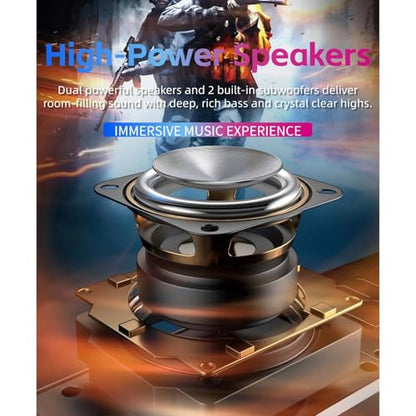 Cuifati SH39 Gaming Computer Speakers Dynamic RGB Gaming Speakers with Subwoofer Bluetooth Desktop Speaker, for Laptops Monitors Projectors Phones PC /5 (Black)