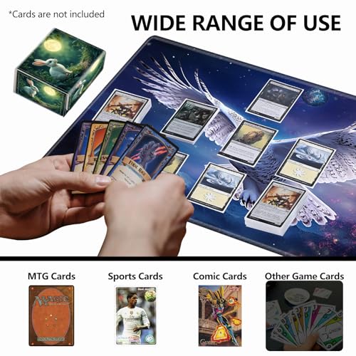 Strong Magnet for TCG MTG Commander Deck Box Playing Card Case Magic Deck Box Creative Pattern Trading Card Storage Box for Collectible Games, Golden Moon Cute White Rabbit - color: Golden Moon Cute White Rabbit
