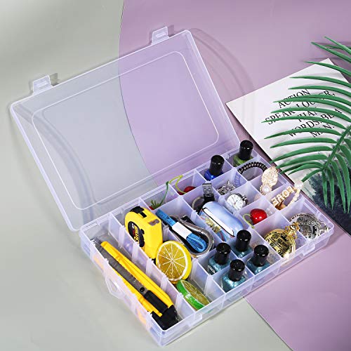 Umirokin Small Parts Organizer Box 2 Pack, 36 Grid Bead Organizer with Adjustable Dividers, Plastic Organizer Box for Screws, Jewelry Making, Craft Storage, Fishing Tackle, Clear Compartment Container - size: 36 Grids 2 Packs
