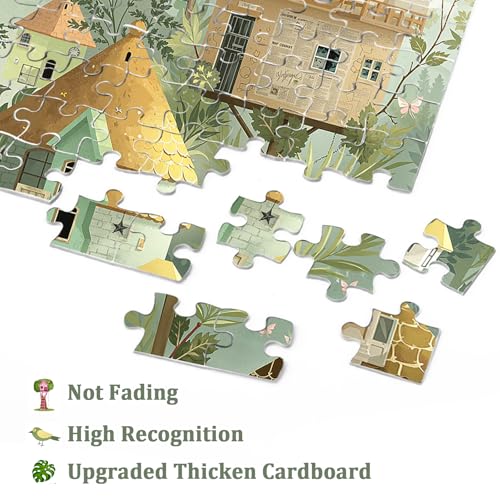 Fantasy Treehouse Puzzle for Adults 1000 Pieces, Whimsical Tree Jigsaw Puzzle, Plant Flower Floral Challenging Puzzle