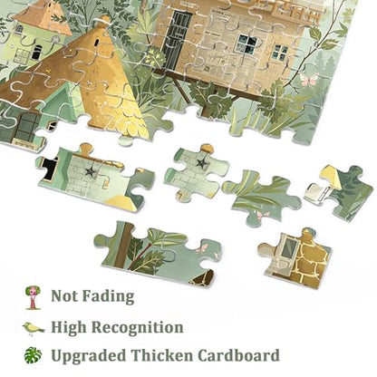 Fantasy Treehouse Puzzle for Adults 1000 Pieces, Whimsical Tree Jigsaw Puzzle, Plant Flower Floral Challenging Puzzle
