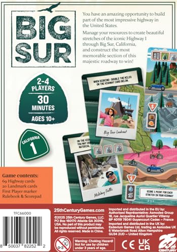 25th Century Games Big Sur Board Game | Scenic California Highway Card Drafting Strategy Game for Ages 10+, 2 to 4 Players