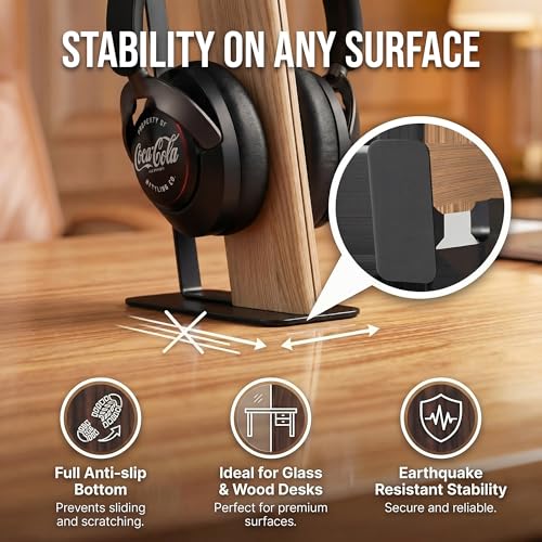 Headphone Stand for Desk, Weighted Base Headset Holder for AirPods Max Sony Bose Beats Sennheiser, Stable Gaming & Studio Earphone Rack, Light - color: LIGHT