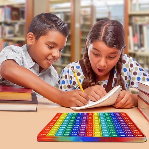 Yadishen Multiplication Table Fidget Rainbow Multiplication Game Flash Card 12x12 Math Toy Learning Board Number Table Fidget Learning Game Toy Relieve Stress and Create Various Math Operations - size: 20cm Vertical Stripe Rainbow