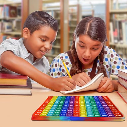 Yadishen Multiplication Table Fidget Rainbow Multiplication Game Flash Card 12x12 Math Toy Learning Board Number Table Fidget Learning Game Toy Relieve Stress and Create Various Math Operations - size: 20cm Vertical Stripe Rainbow