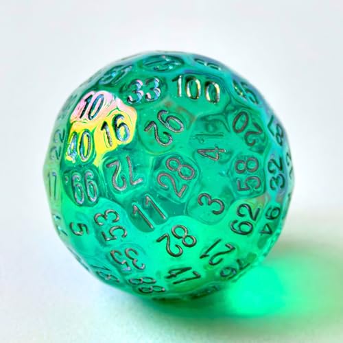 Bescon Dazzling Green 100 Sided Dice, Game Dice D100, Polyhedral Solid 100 Sides Dice 45MM in Diameter (1.8inch) - color: D100 Dazzling Green