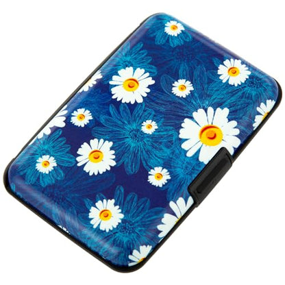 Credit Card Holder, Metal Card Wallet RFID Blocking Mini Slim Aluminum Business Hard Card Case for Women Men (Chamomiles) - color: Chamomiles