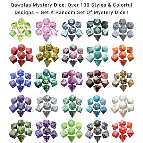 Mystery DND Dice Set, 7pcs Polyhedral Dice Over 100 Dice Styles with Random Dice Conjuration Circle RPG DND Miniature Accessories for Dungeons and Dragons,RPG, MTG,Role Playing Table Game - style: Magic Circle Dice Set