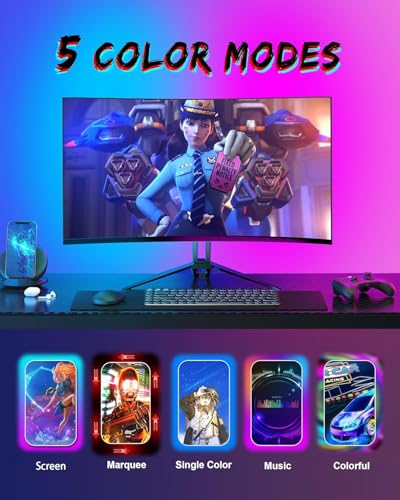Xtremevision S202-27 LED Backlight Strip for 27-Inch Monitor, Instant Sync RGB Lighting with Audio and Video, Ultra-Low Latency Software-Controlled Backlight for Movies, Games, and Music