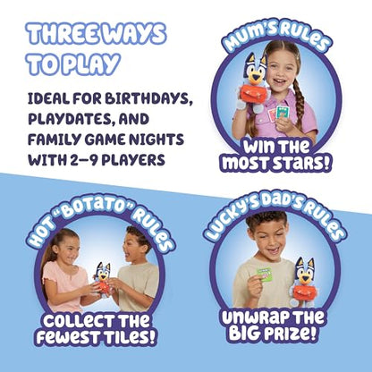 Bluey Pass the Parcel Musical Game, Soft 8" (20cm) Plush, Game for Kids | Huggable fun family game, children's party game or preschool game, three interactive kids games to play, including hot botato - style: Pass The Parcel