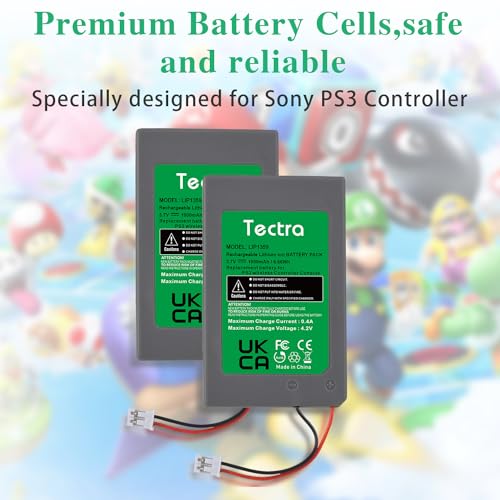 Tectra PS3 Controller Battery, LIP1359 Battery Compatible with Sony PlayStation 3 PS3 Dualshock 3 Controller CECHZC2E, CECHZC2U with USB Charging Cable