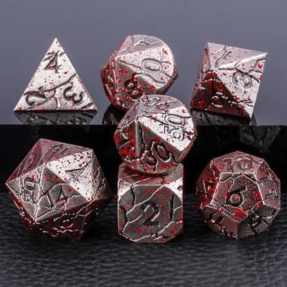 Bloodstained Metal DND Dice Set Blood Polyhedral D&D Dice for Dungeons and Dragons TTRPG RPG D&D Dice Gift Box - color: Antique Bloodstain