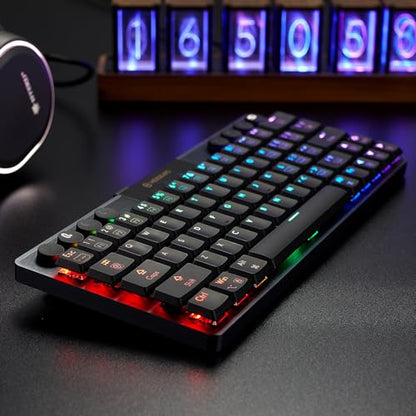 Hexgears A1 Low Profile Wireless Mechanical Keyboard - 60% Compact TKL, Bluetooth 5.0/2.4GHz/Wired USB C Hot Swappable Tactile Switch, RGB Backlit Mini Portable Gaming Keyboard Aluminum for PC/MAC - size: A1 - Mini, style: Tactile