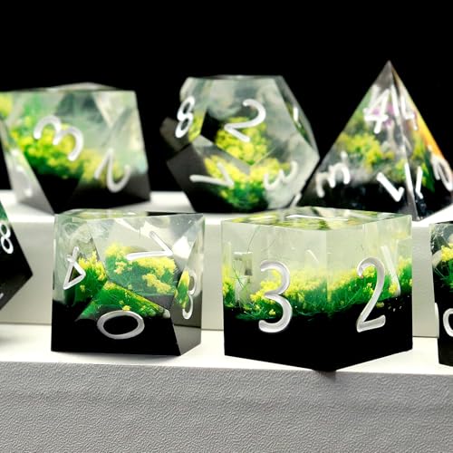 Haxtec DND Dice Set Sharp Edge Resin Dice Set with Dice Case, Flower D and D Dice, Polyhedral D&D Dice Set for Dungeons and Dragons TTRPGs DND Gift - color: Yellow