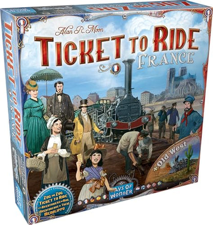 Asmodee Ticket to Ride France + Old West Board Game Expansion - Train Route Strategy Game, Fun Family Game for Kids & Adults, Ages 8+, 2-6 Players, 30-60 Minute Playtime | Train Route Strategy Game, Fun Family Game for Kids & Adults, Ages 8+, 2-6 Players,