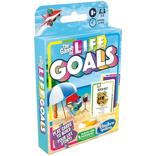 Hasbro Gaming The Game of Life Goals Card & Quick-Playing Family Game, 2-4 Players, Fun Summer Activities, Vacation Travel Essentials, Ages 8+