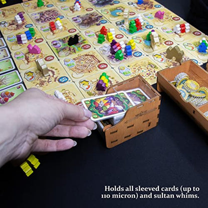 SMONEX Organizer Insert Compatible with Five Tribes and All Expansions - Ideal Board Game Organizer for Vertical Storage - Laser Engraved Insert Suitable for the 5 Tribes Board Game