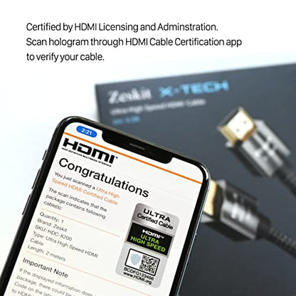 Zeskit X-Tech 48Gbps Ultra High Speed HDMI Cable 3ft, 8K60 4K120 144Hz eARC HDR HDCP 2.2 2.3 Compatible with Dolby Vision Apple TV 4K Roku Sony LG Samsung Xbox Series X RTX 3080 PS4 PS5 - size: 3 ft