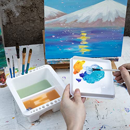 MyLifeUNIT Paint Brush Cleaner, Paint Brush Holder and Organizers for Acrylic, Watercolor, and Water-Based Paints (White) - color: White