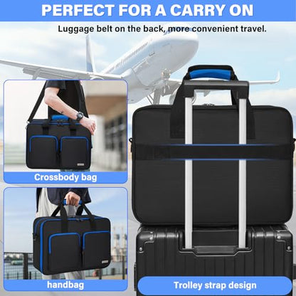 AKOZLIN Padded Carrying Travel Bag Compatible with PS5/PS5 Pro Console Compatible with Monitor,Headset,Game,Charger & Accessories Storage Case [Video Game] - style: For Ps5/Pro-black Blue