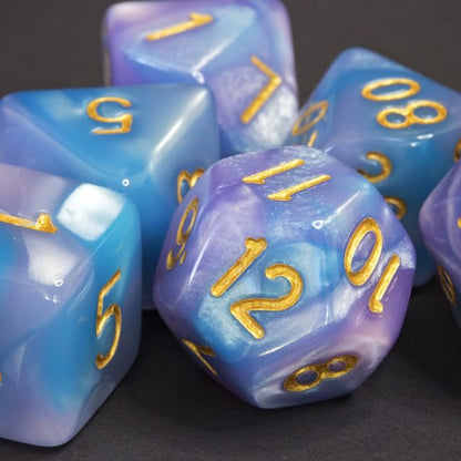 Sage’s Portal Stones DND Dice Set Acrylic Opaque 7-PC Polyhedral DND Dice Set for Dungeons and Dragons D&D Sage’s Cantrips RPG Tabletop TTRPG (Purple/Blue) - color: Purple/Blue