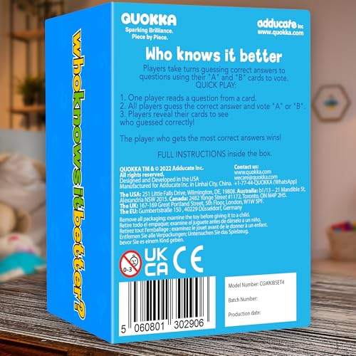 Card Games for Kids 8-12 - Set of 4 Board Family Games for Kids and Adults | Trivia Cards for Family Game Night - Who Knows It Better 2000+ Questions Across Biology, Culture, STEM and Math - color: 02. 4 in 1 Set