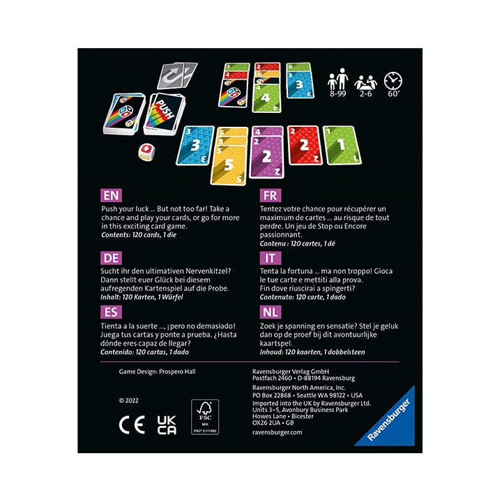 Ravensburger Push 2024 - Exhilarating Card Game for Family Fun - Suitable for 2-6 Players, Aged 8 and Up | Fast Paced | Easy to Learn | Perfect for Parties